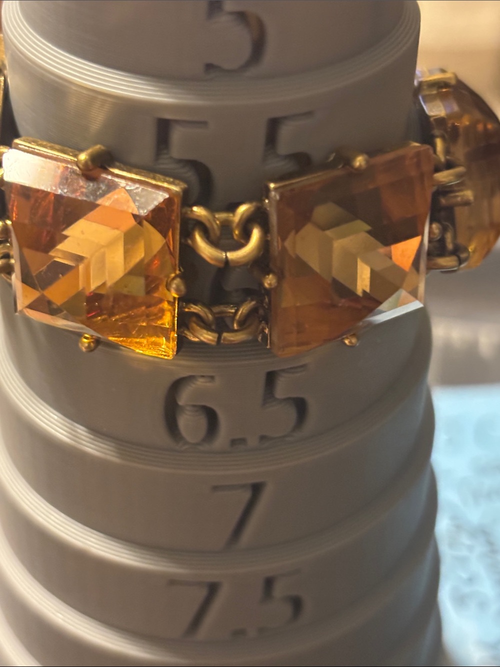 Vintage J. Crew Amber Crystal Link Bracelet Faceted Pyramid Glass - Picture 9 of 17
